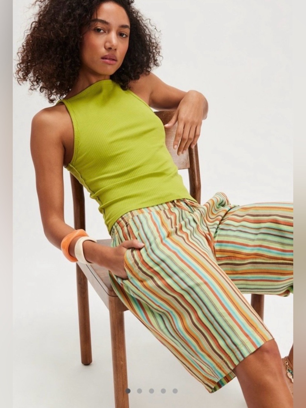 Free People Saylor poplin Striped Green combo shorts size small
